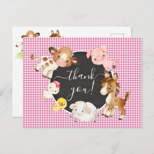 Cartão Postal Chá de fraldas De Animais Agrícolas Obrigado Cartã