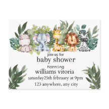 chá de fraldas de convite, animais, safari