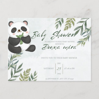 Cartão Postal chá de fraldas de convite, animal, panda