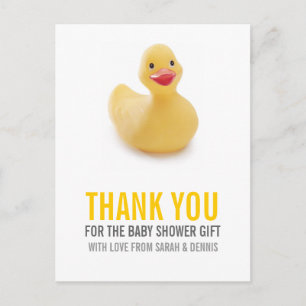Cartão Postal Chá de fraldas de Ducky Amarelo Obrigado