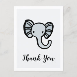 Cartão Postal Chá de fraldas de elefante azul bonito Obrigado