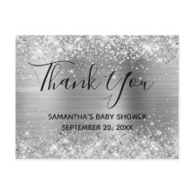 Chá de fraldas De Folha De Prata Glitor Obrigado