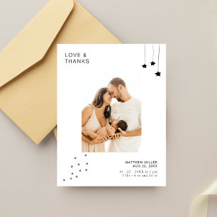 Cartão Postal Chá de fraldas de Foto Minimalista Chic Obrigado