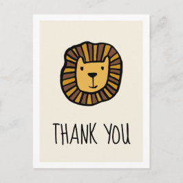 Cartão Postal Chá de fraldas de leão da selva bonita Obrigado