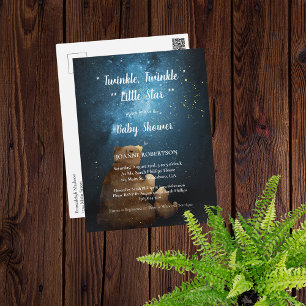 Cartão Postal Chá de fraldas de Pequena Estrela Brilhante de Urs