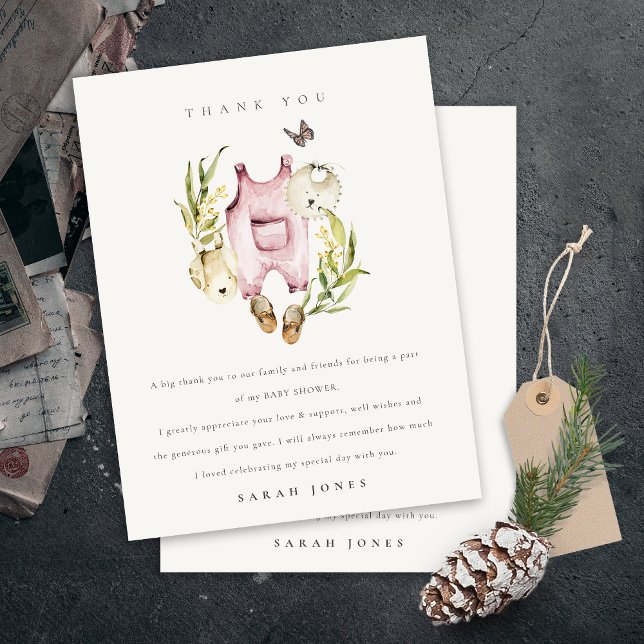 Cartão Postal Chá de fraldas de roupas de folhagem rosa-branca (Criador carregado)