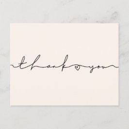 Cartão Postal Chá de fraldas de script branco bonito Obrigado
