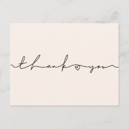 Cartão Postal Chá de fraldas de script branco bonito Obrigado