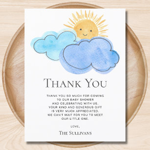 Cartão Postal Chá de fraldas do Sunshine e Clouds Boy obrigado
