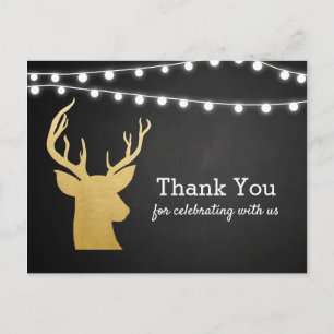 Cartão Postal Chá de fraldas   Faux Gold Foil Antler   Quadro