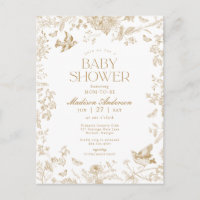 Chá de fraldas Floral Francês Dourado Toile De Jou