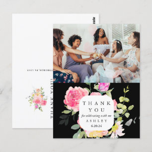 Cartão Postal Chá de fraldas Floral Obrigado Foto