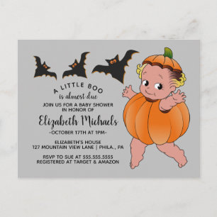 Cartão Postal CHÁ DE FRALDAS HALLOWEEN   Um Pequeno Boo