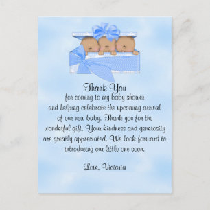 Cartão Postal chá de fraldas, obrigado, é o moço de tripletas