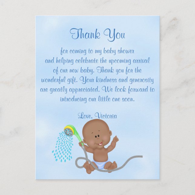 Cartão Postal Chá de fraldas, obrigado. É um menino (Frente)