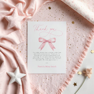 Cartão Postal Chá de fraldas Rosa Arco Rapariga Obrigado PostCar