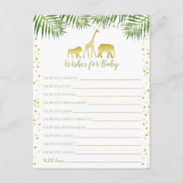 Cartão Postal Chá de fraldas Safari Dourado Desejos para Bebê