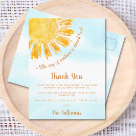 Cartão Postal Chá de fraldas Sunshine Obrigado