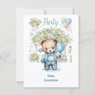 Cartão Postal Chá de fraldas tênis para o Bebê Menino Blue Temed