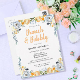 Cartão Postal Chá de Noiva Boho Floral Brunch & Bubbly