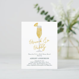 Cartão Postal Chá de Noiva de Brunch e Coquetel Mimosa Espumante