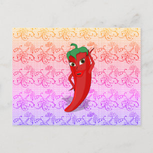 Cartão Postal Chá de Noiva Fiesta Com Diva Pimenta Vermelha Quen
