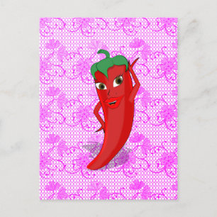 Cartão Postal Chá de Noiva Fiesta Com Pimenta Vermelha e Quente 