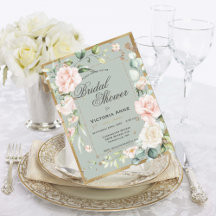Chá de Noiva Floral em Aquarela Verde Sálvia Doura