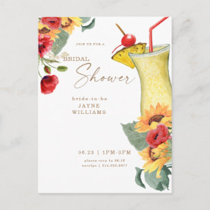 Cartão Postal Chá de Noiva Floral Toscana Colorido Cocktail