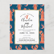 Chá de Noiva Lagosta Camarão Lagostim Aquarela I