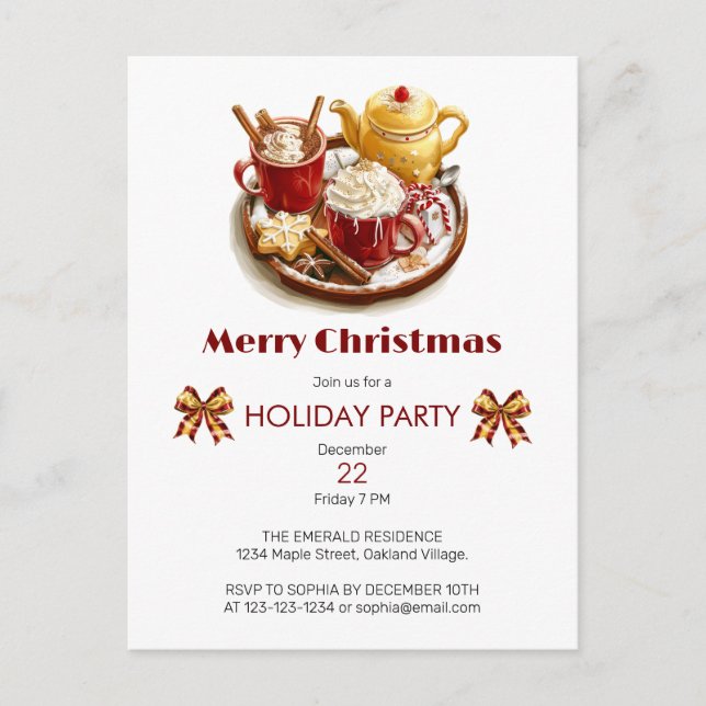 Cartão Postal Chá de Ouro festivo, com Choco quente, Natal (Frente)