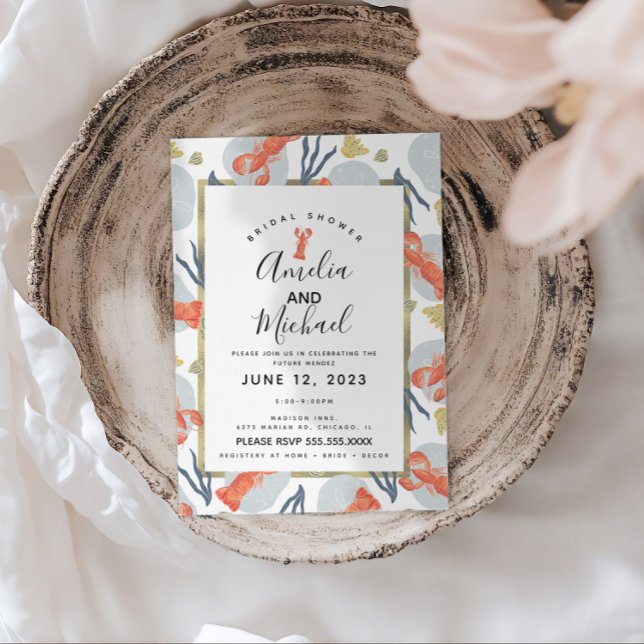 Cartão Postal Chá de Panela Água-Marinha Crustáceo Lagosta (Criador carregado)