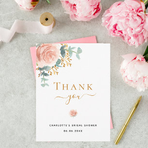 Cartão Postal Chá de panela cor-de-rosa eucalipto floral