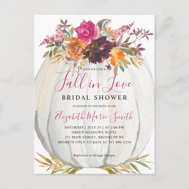 Cartão Postal Chá de panela de Abóbora Floral Púrpura (Frente)