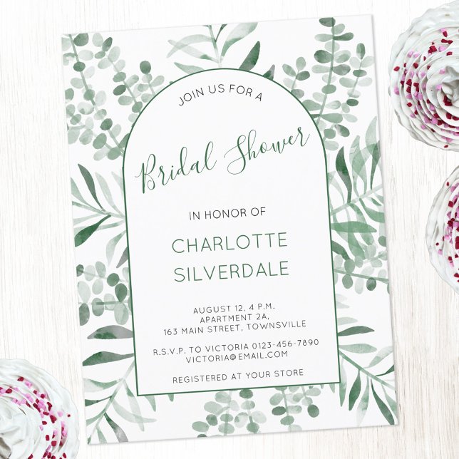 Cartão Postal Chá de panela de Aquarela Eucalyptus (Eucalyptus greenery watercolor elegant bridal shower invitation )