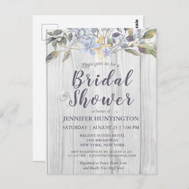 Cartão Postal Chá de panela de Barnwood Floral Rustic Country (Frente/Verso)