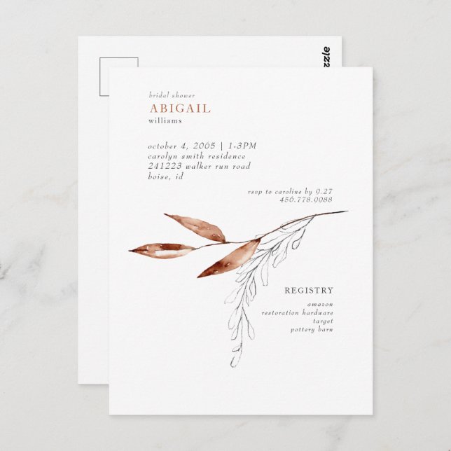 Cartão Postal Chá de panela de Folhagem Moderna do Terracotta Si (Frente/Verso)