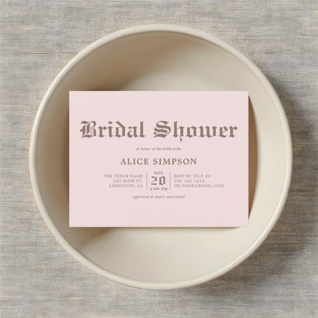 Cartão Postal Chá de panela de Letra Negra Gótica Beige (Criador carregado)