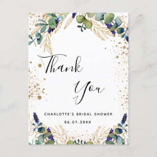 Cartão Postal Chá de panela de orçamento eucalyptus glitter obri