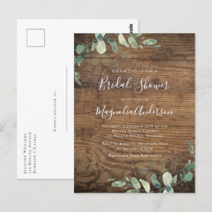 Cartão Postal Chá de panela Eucalyptus de madeira