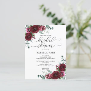 Cartão Postal Chá de panela Floral Russo Burgundy Po