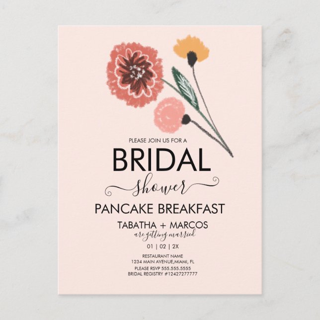 Cartão Postal Chá de panela Flores Selvagens Arte Desenhada À Mã (Frente)