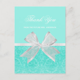 Cartão Postal Chá de panela Obrigado Arco Branco Aqua Damask Chi