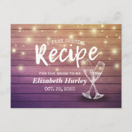 Cartão Postal Chá de panela Recebe Óculos de Champanhe Luzes de