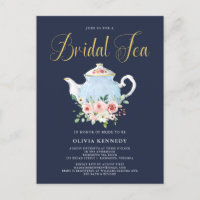 Chá de panela Tea Elegant Blush Floral Dourado Con
