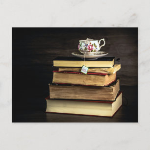 Cartão Postal Chá e Livros