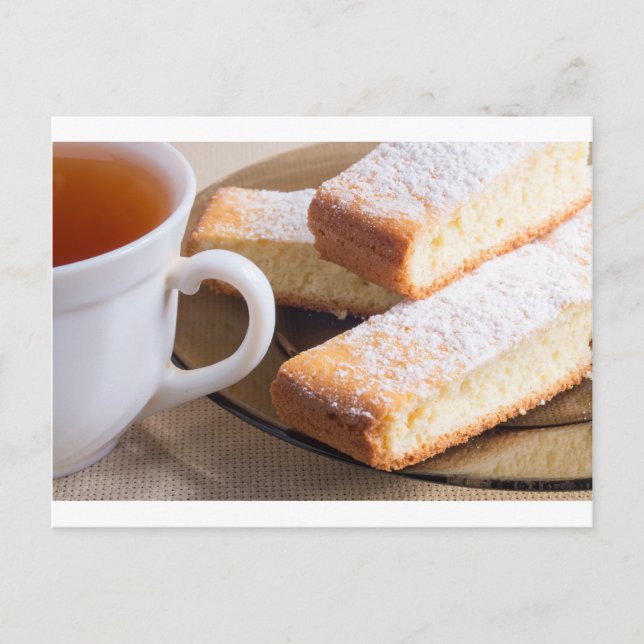 Cartão Postal Chá e uma placa de biscoitos frescos (Frente)