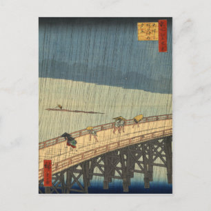 Cartão Postal Chá súbito sobre a ponte Shin-Ōhashi, Hiroshige