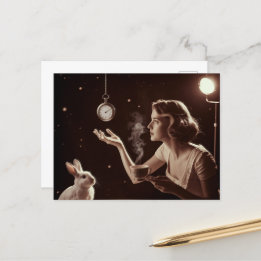 Cartão Postal Chá Surreal com coelho