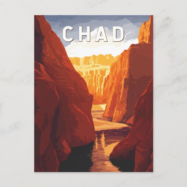 Cartão Postal Chad Illustration Travel Art Vintage (Frente)